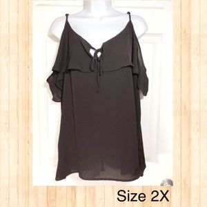Plus 2X Black Off Shoulder Top by Ambiance